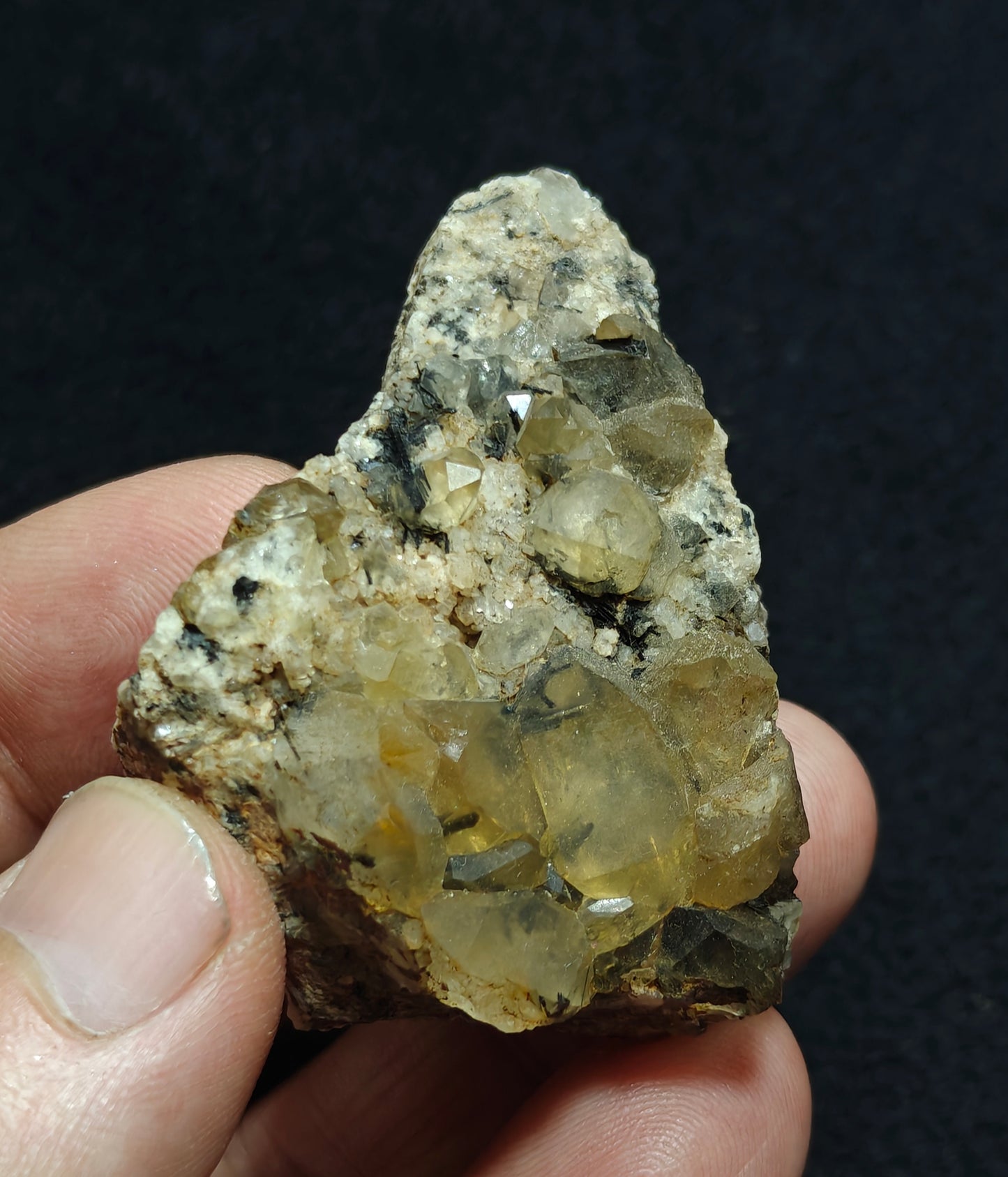 Astrophyllite included Quartz Crystals cluster with aegirine inclusions 66 grams