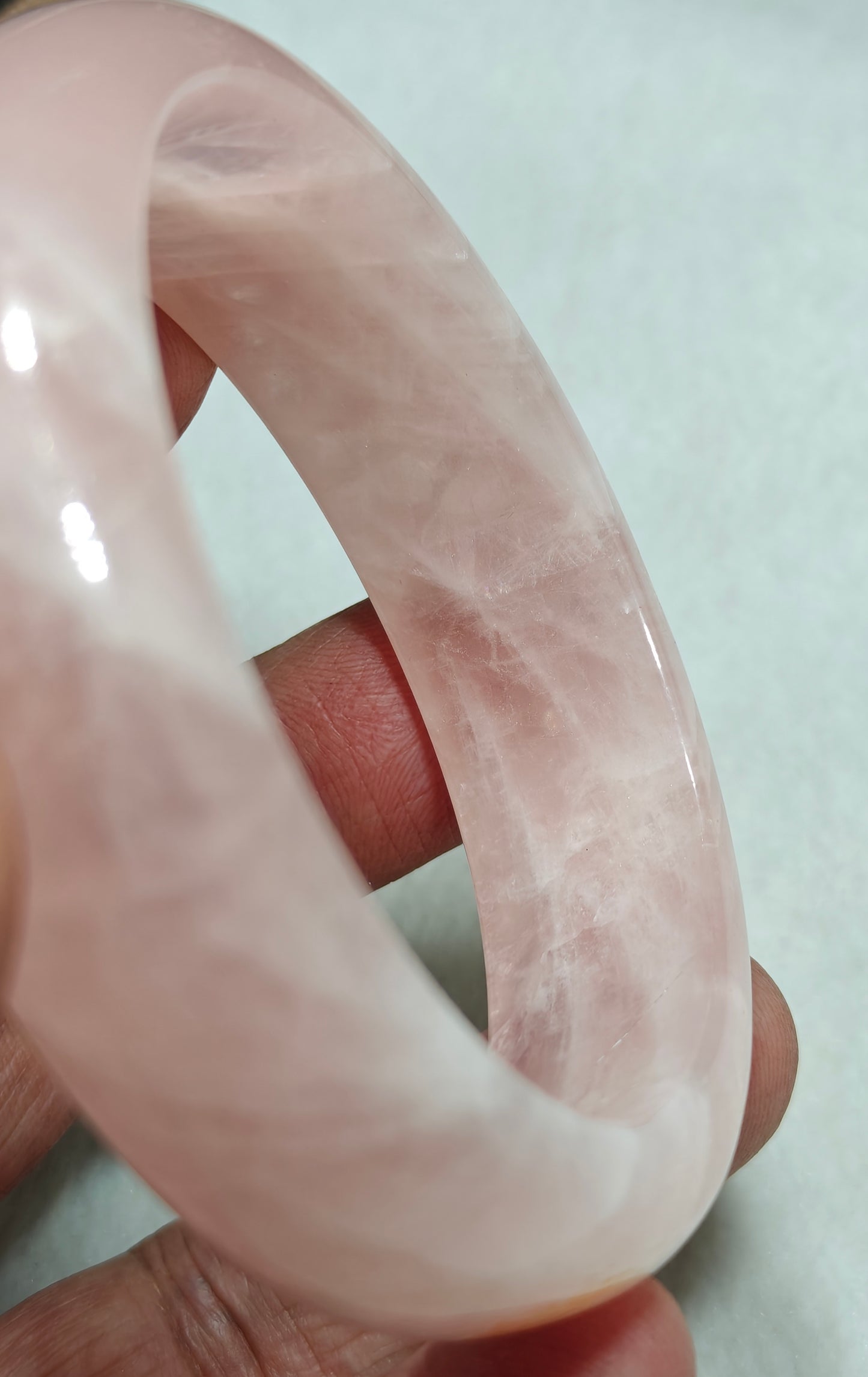 Natural pink calcite bangle 62mm diameter