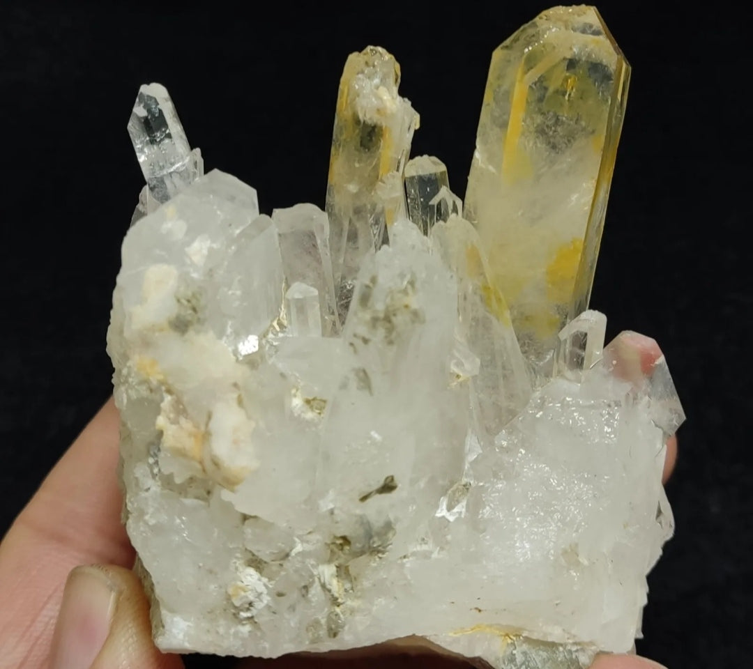 An Aesthetic Natural beautifully terminated yellow tips Quartz cluster 168 grams