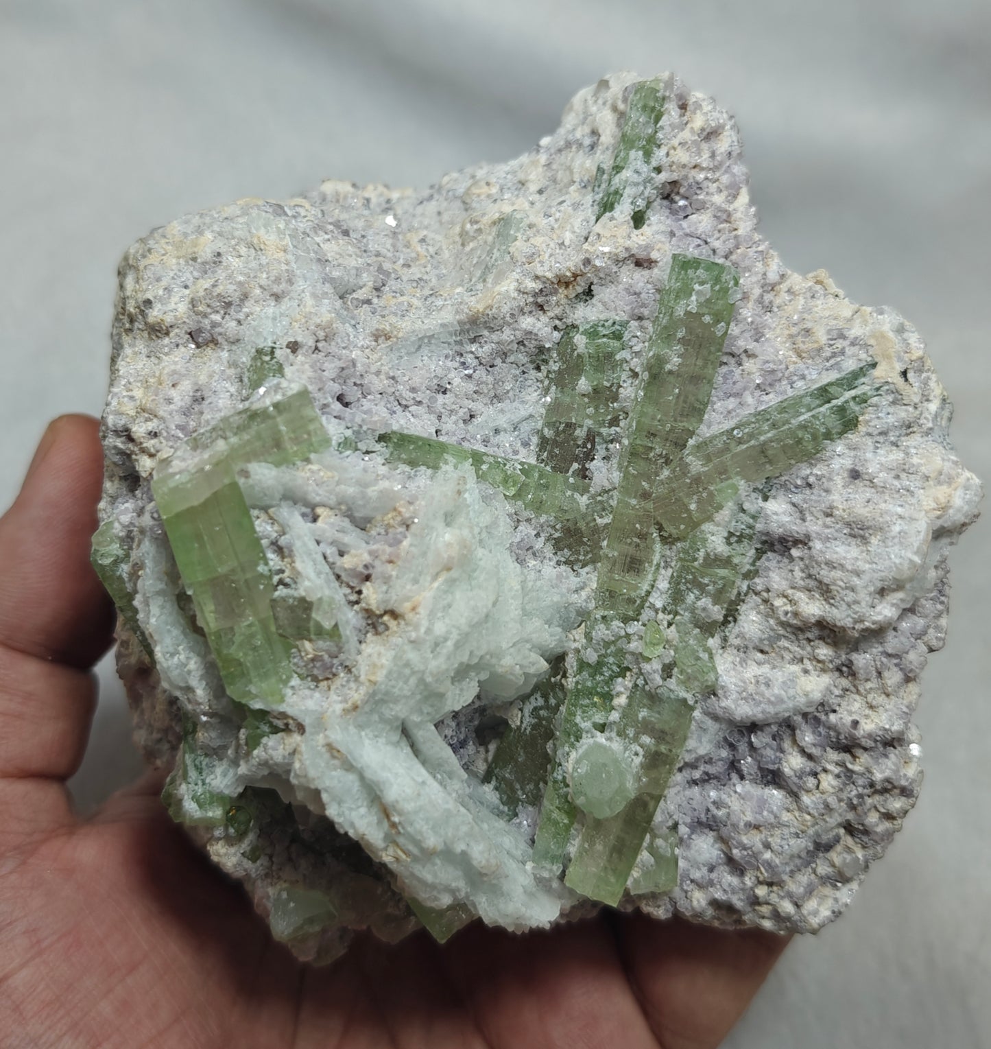 Bicolor Tourmalines crystals on matrix with lepidolite 1105 grams