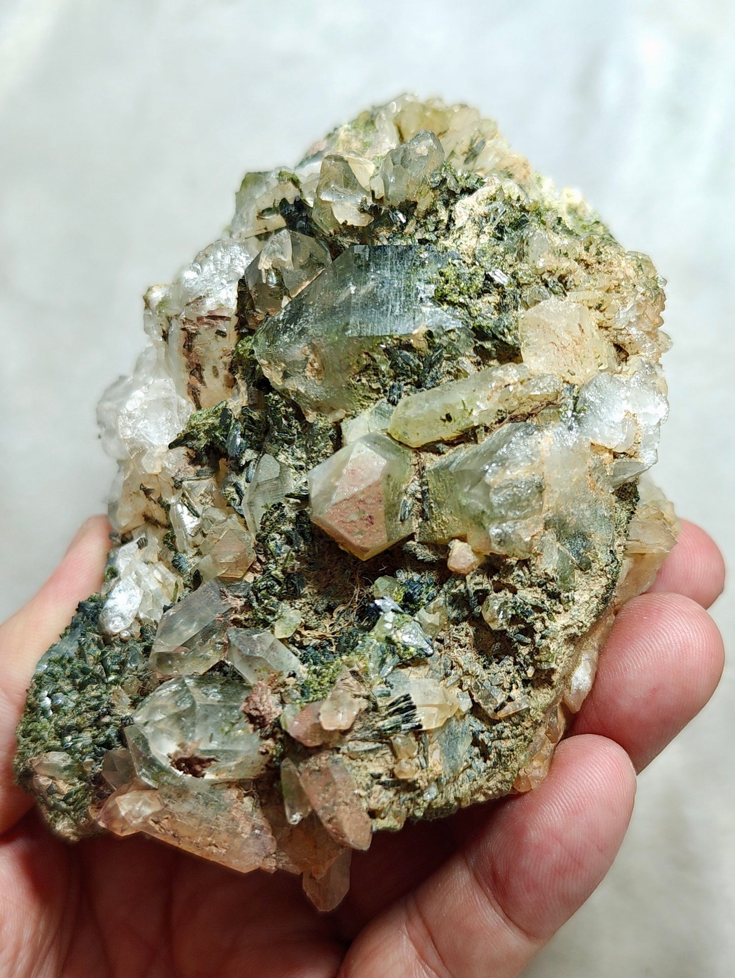 Natural Quartz and Epidote cluster 800 grams