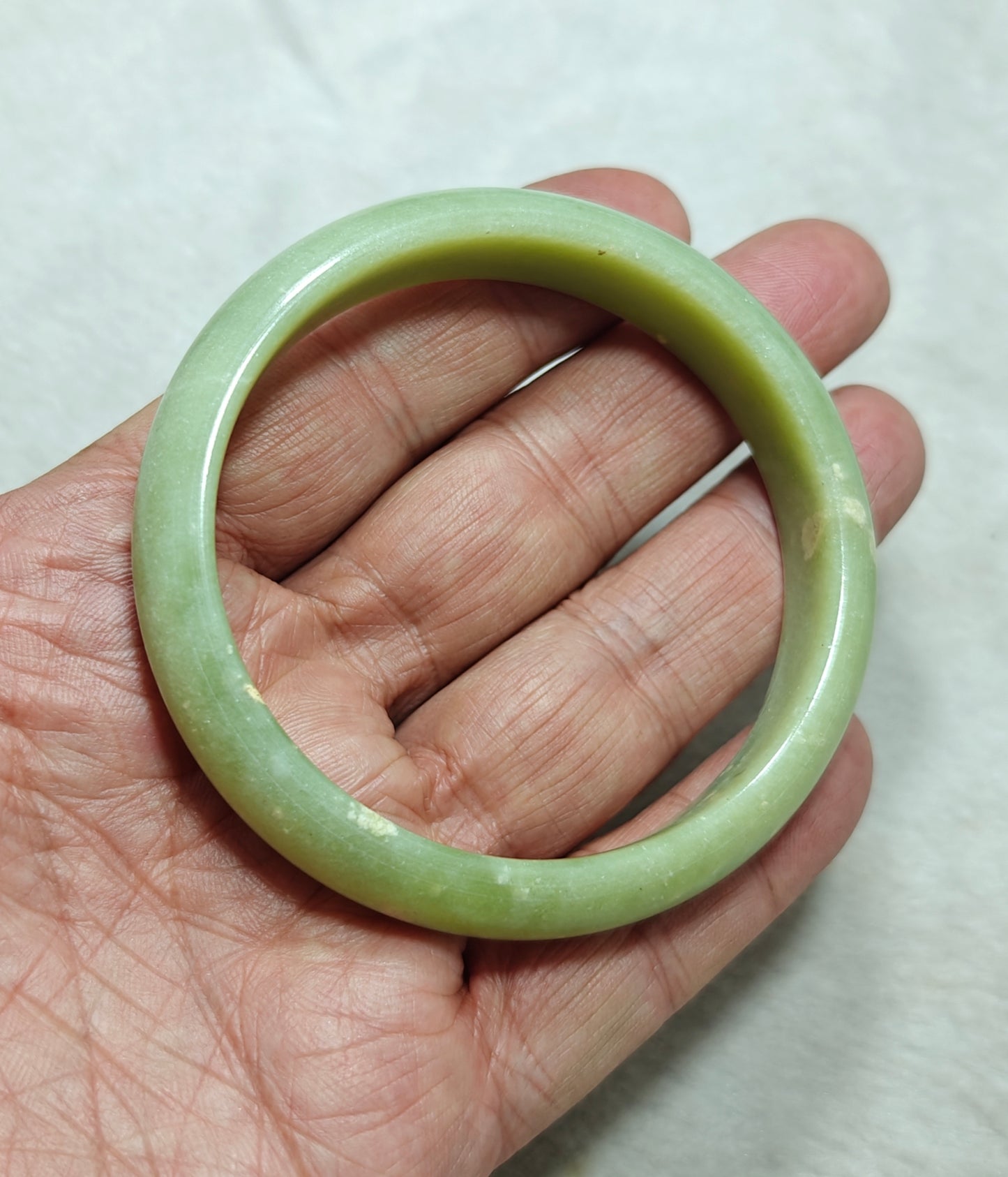 65 mm Size natural serpentine Bangle olive green color