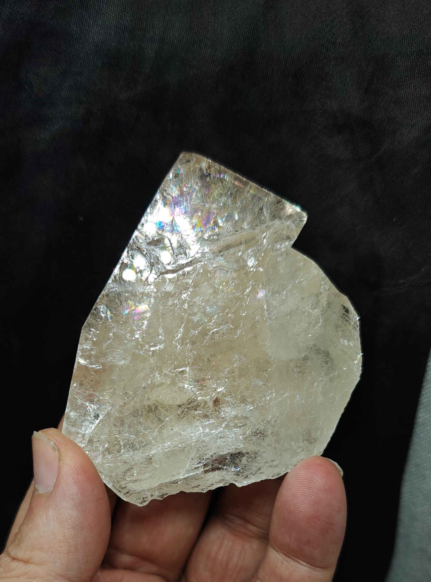 Natural light peach color Topaz crystal with rainbow effects with associated tourmaline 200 grams