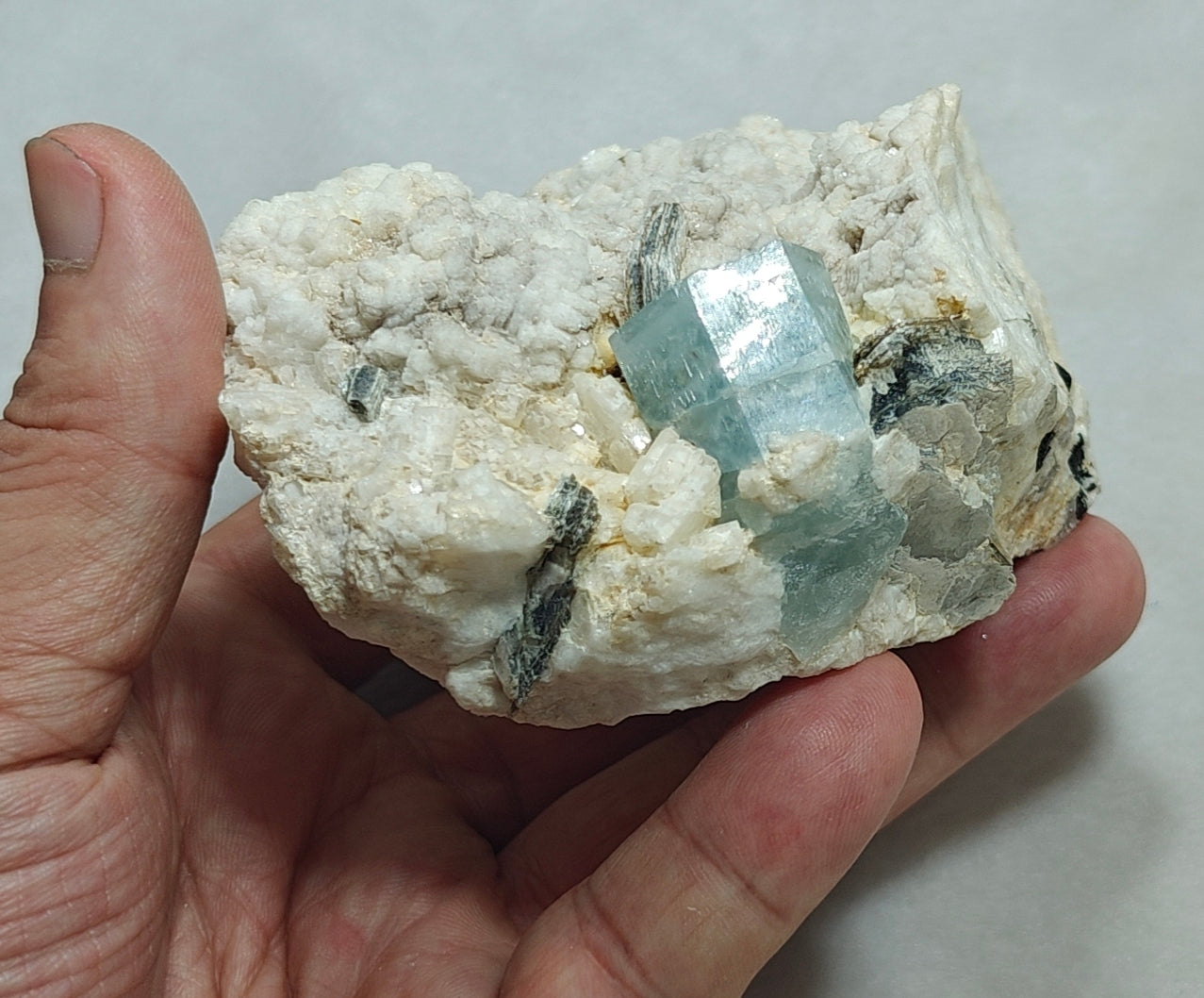 Afghanistan Aquamarine Crystal on matrix with albite 500 grams