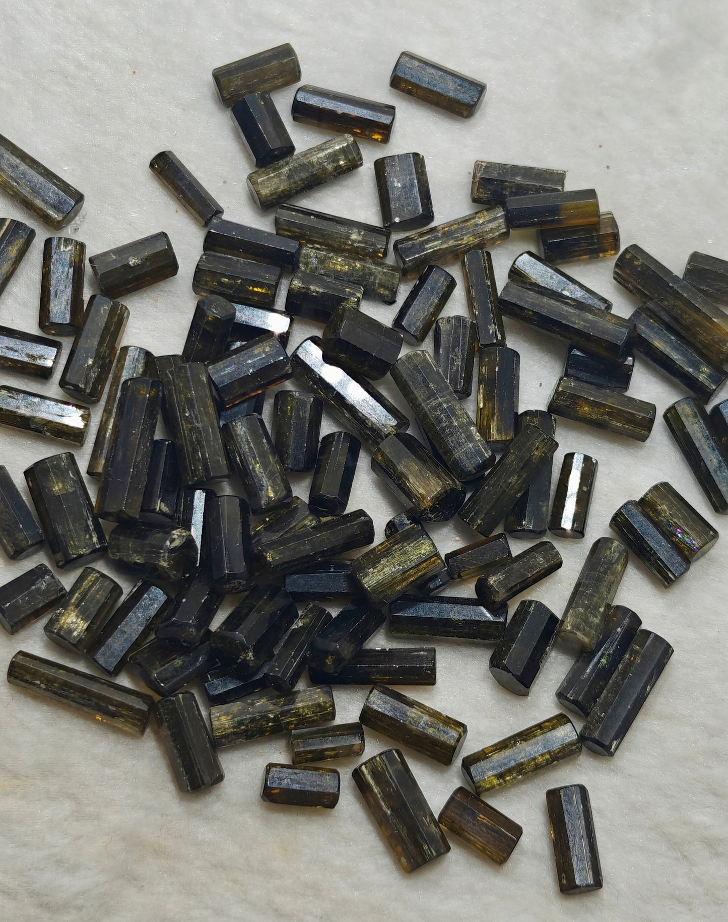 An amazing lot of aesthetic epidote crystals polished surfaces 86 grams