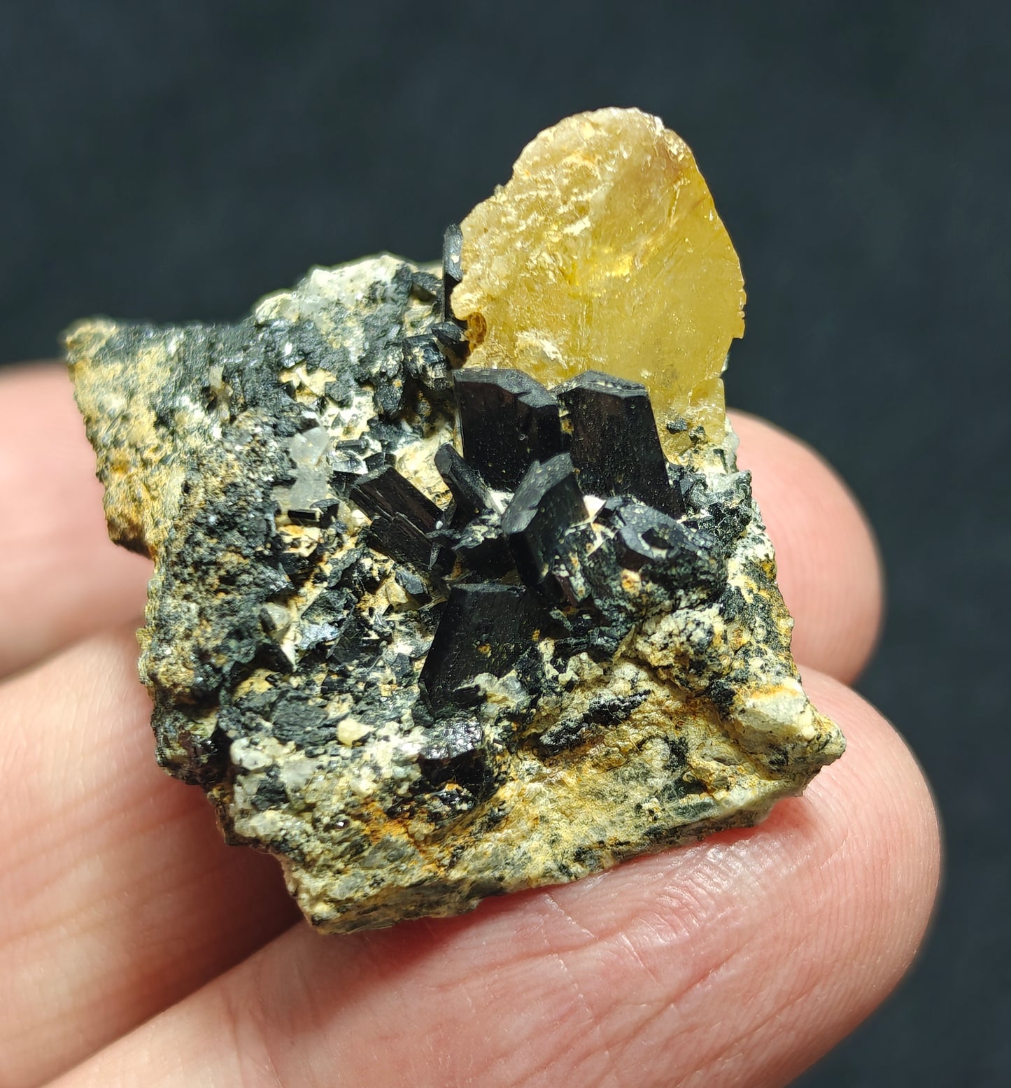 Titanite sphene with actinolite or aegirine on matrix 21g