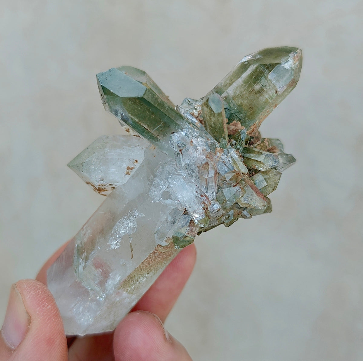 Natural Chlorite Quartz crystals cluster 104 grams