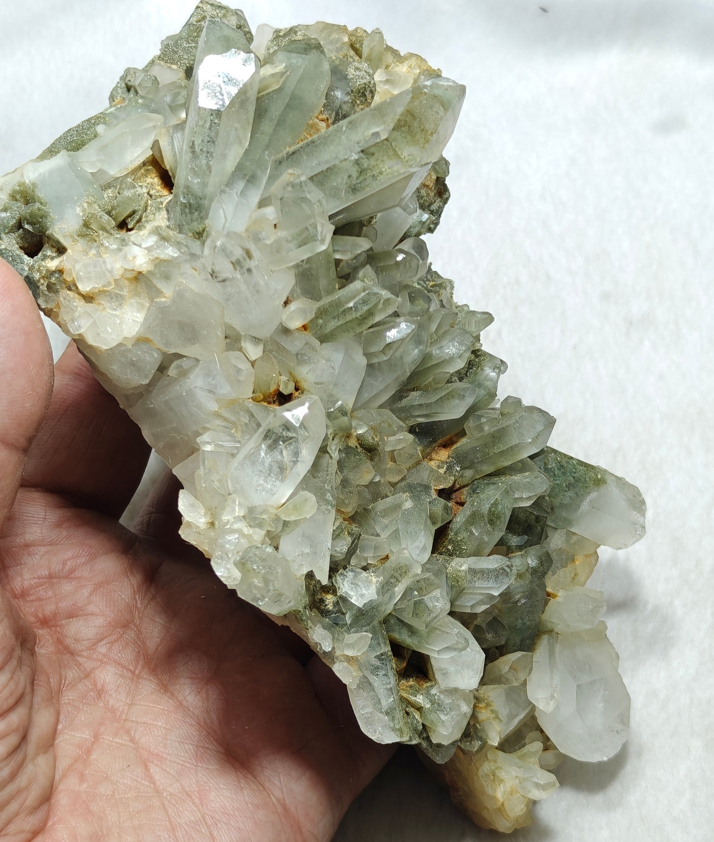 Natural terminated Chlorite Quartz crystals cluster 839 grams