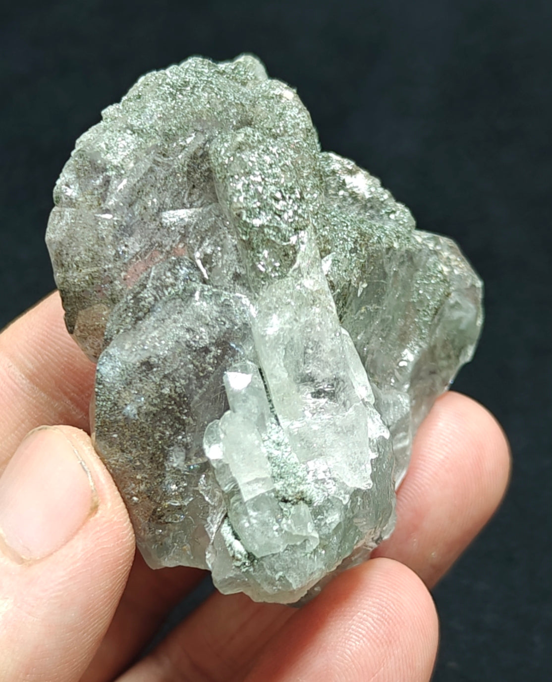 Light Purple Apatite with Green Inclusions of Byss-olite 115 grams