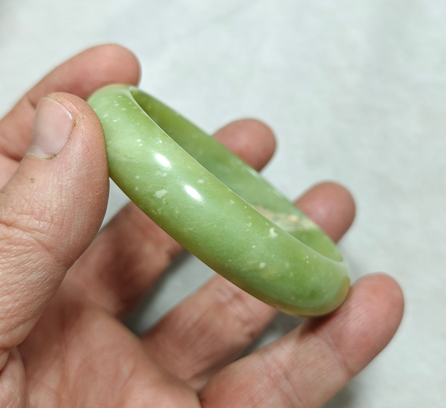 65 mm Size natural serpentine Bangle olive green color