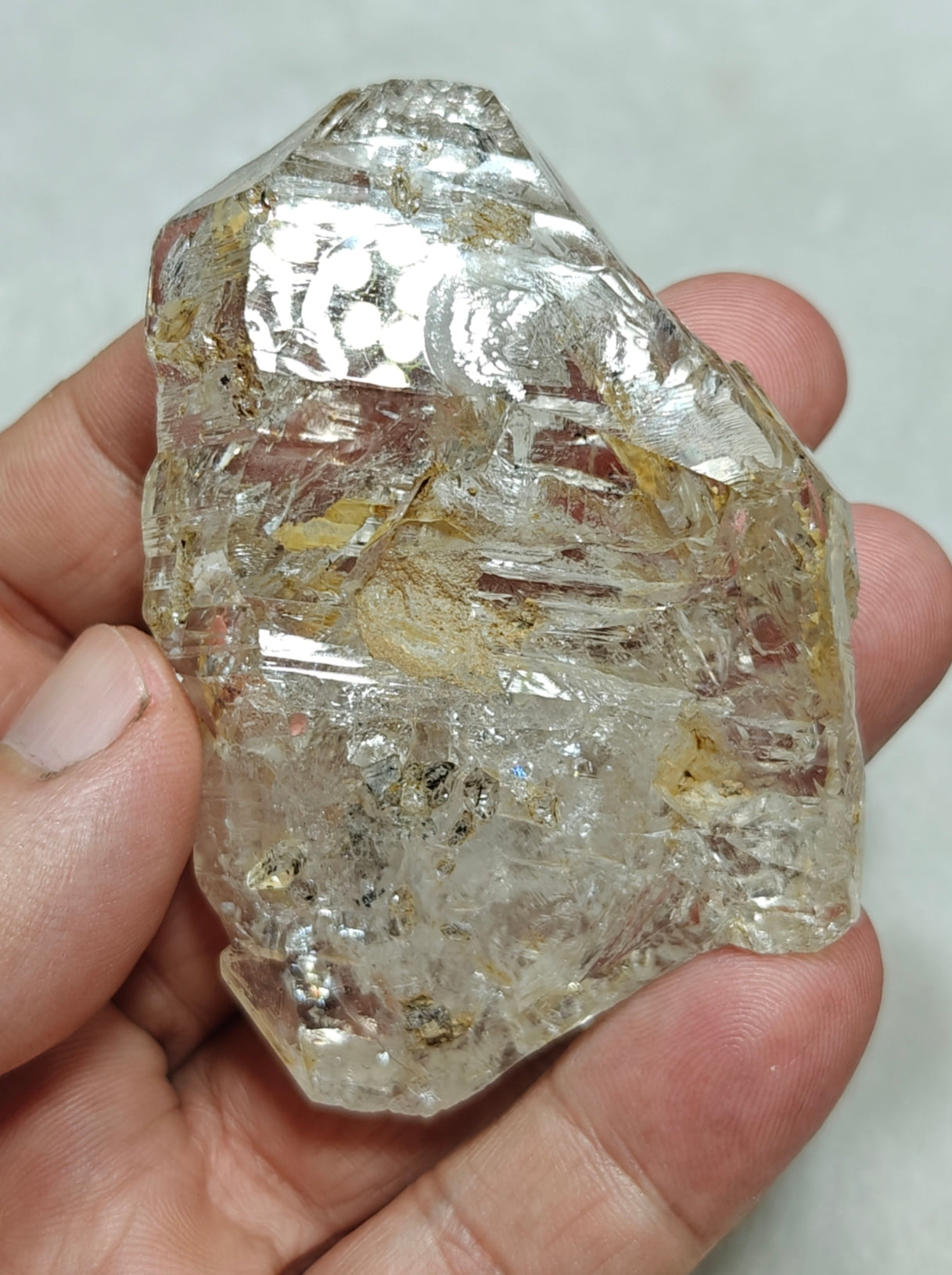 Beautiful double terminated Fenster Skeletal Quartz crystal with clay filling 94 grams