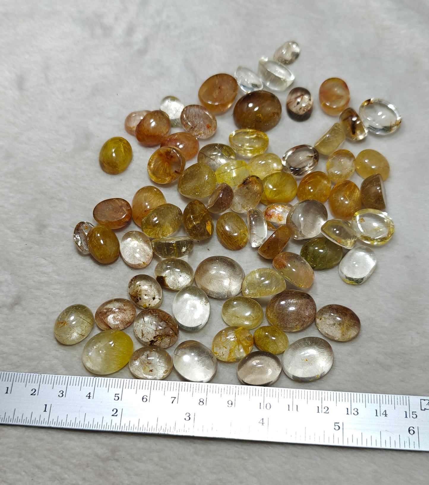 Rutilated Brazilian included polished quartz Cabochon 200 grams