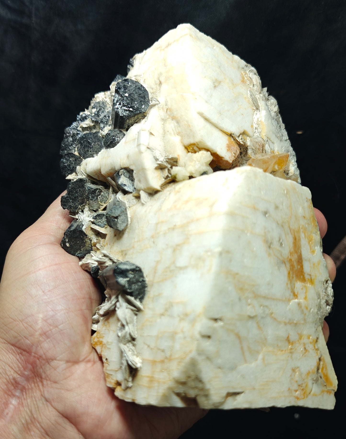 Beautiful Black Tourmaline Specimen with Albite and Quartz Crystals 1450 grams