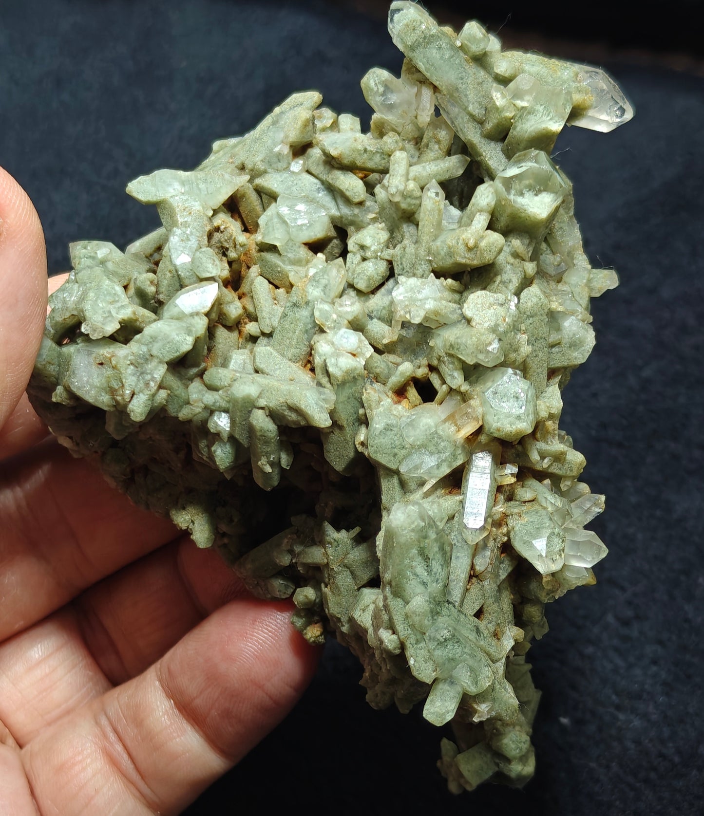 Terminated Chlorite Quartz crystals cluster 194 grams