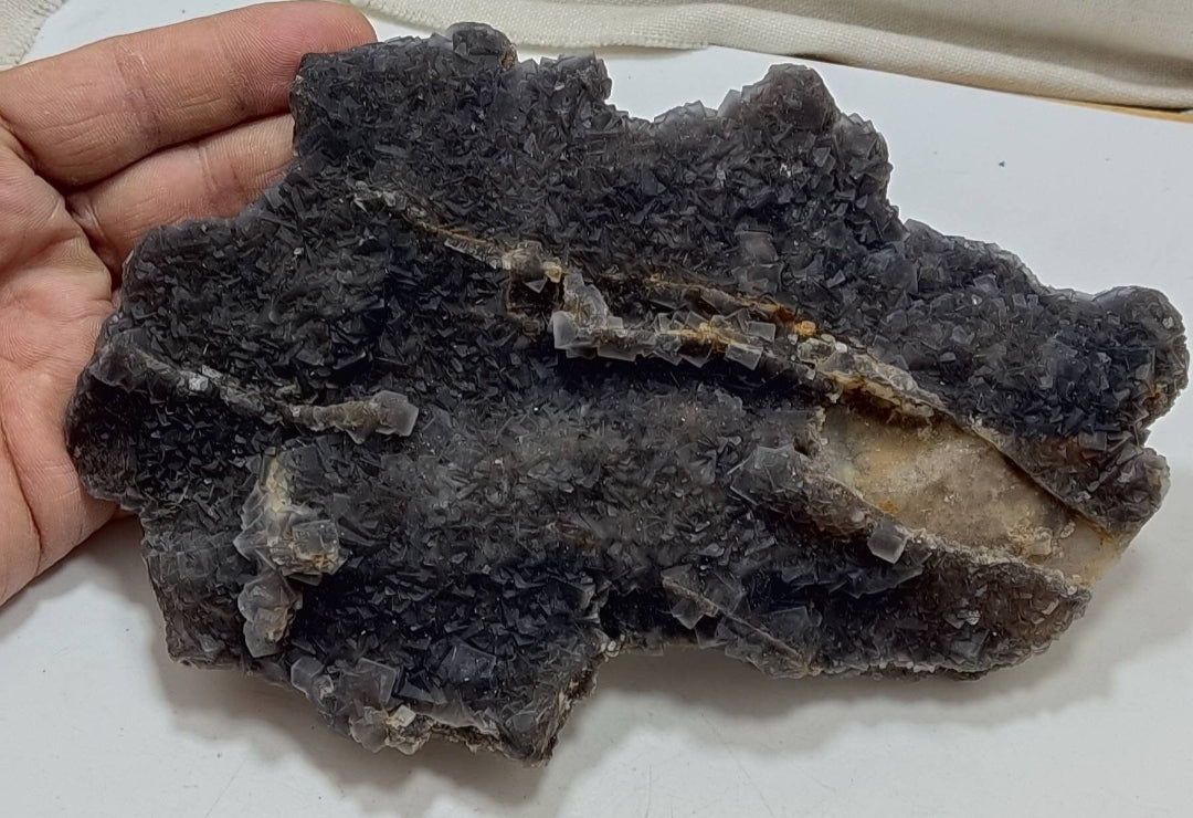 Cubic fluorite crystals cluster 666 grams