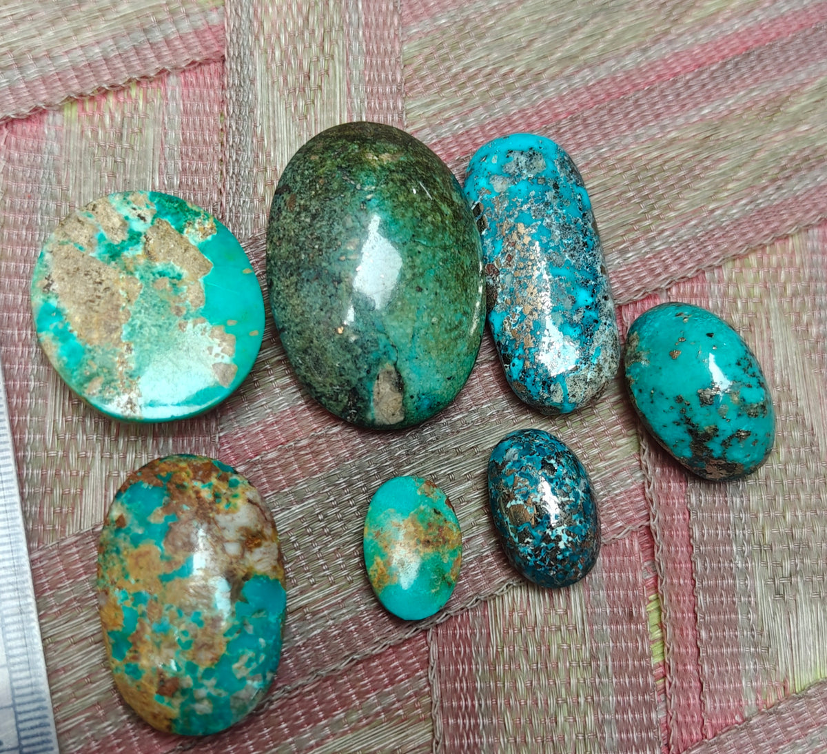 Natural stabilized turquoise cabochon collection 83 grams
