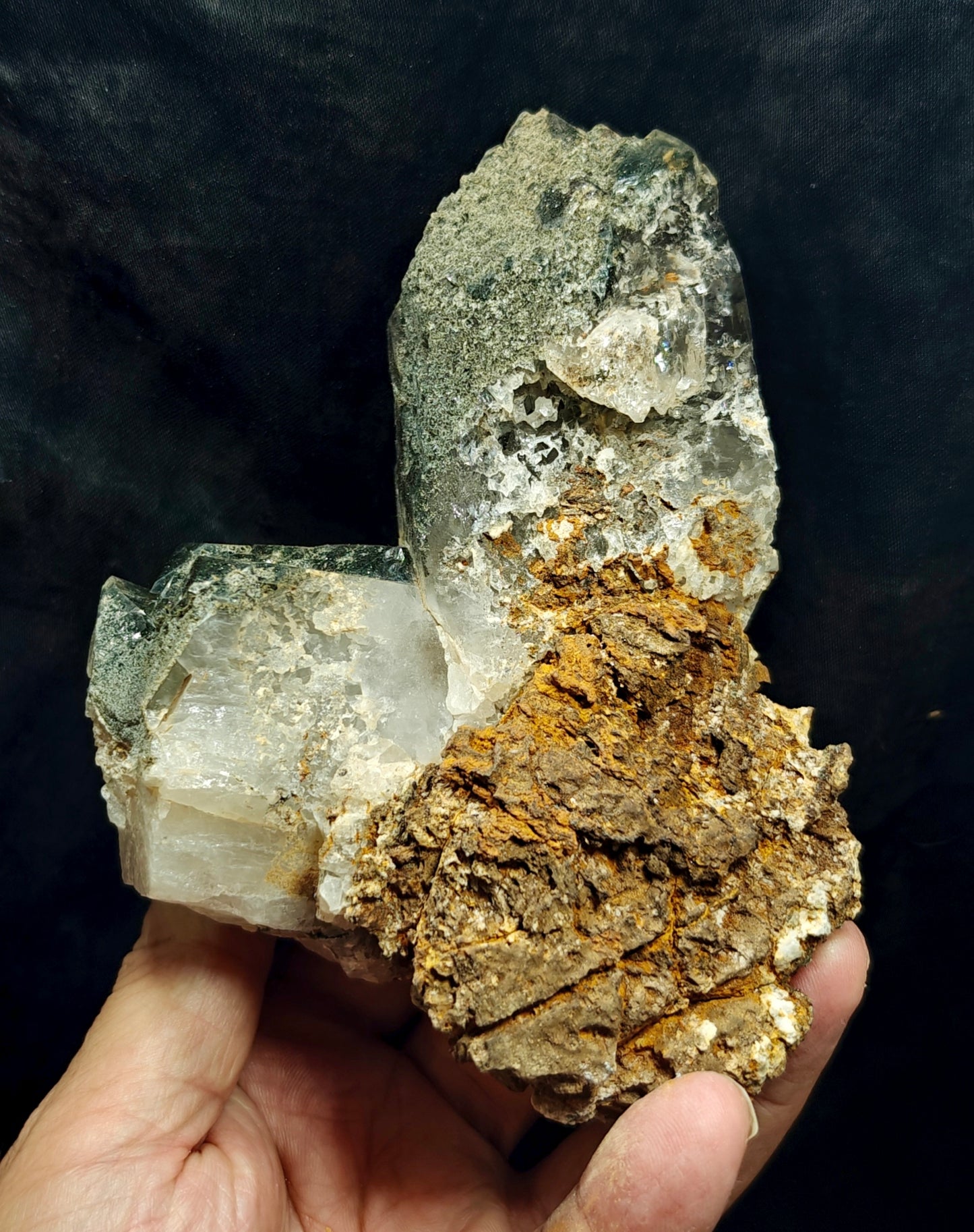 Natural etched Chlorite Quartz with siderite specimen 968 grams