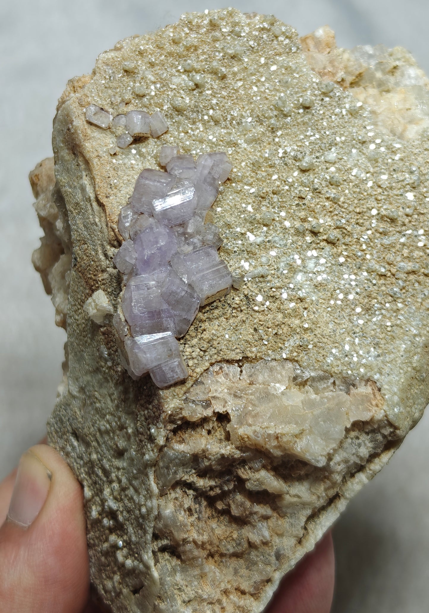 Purple Apatite crystals on matrix 486 grams