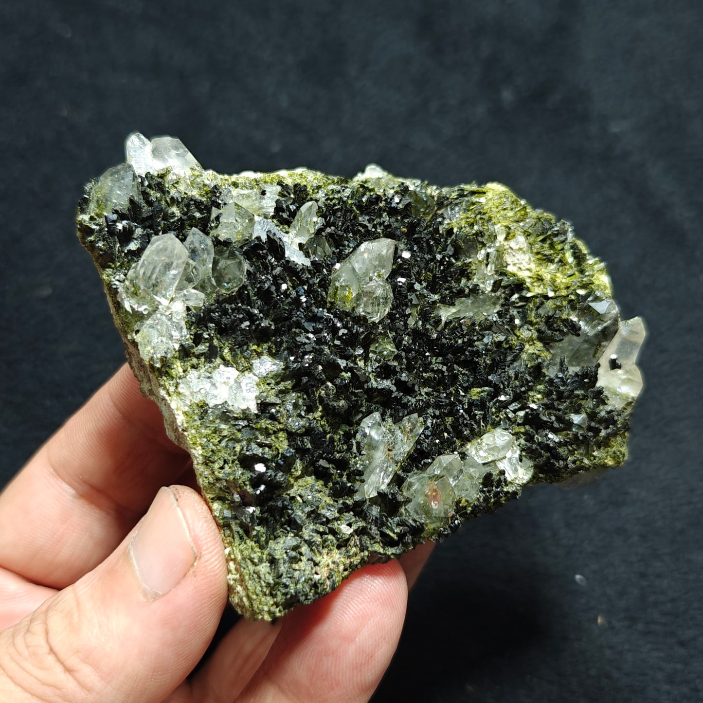 Natural double sided quartz and Epidote specimen 194 grams