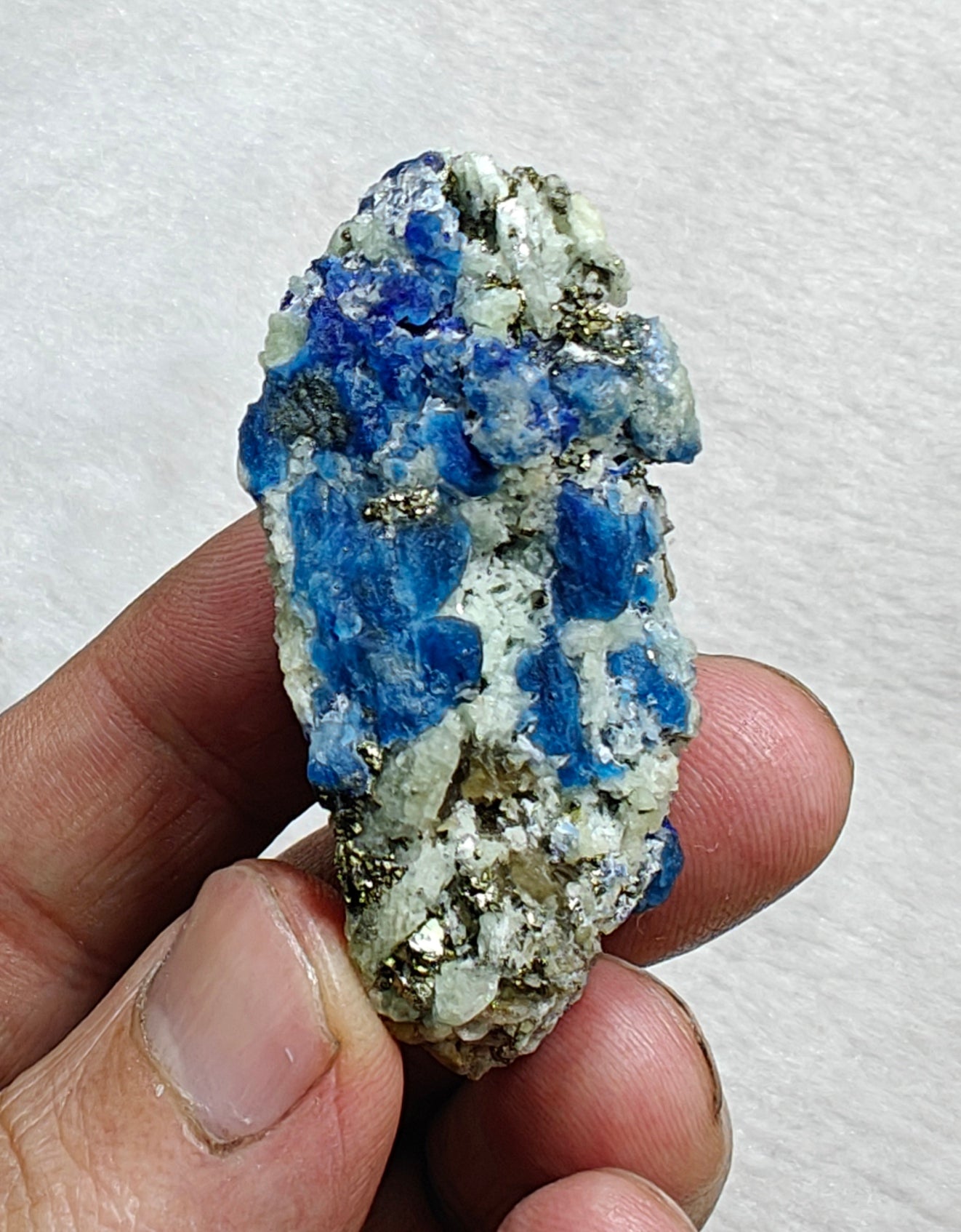Afghanite Fluorescent in matrix with some pyrite and phlogopite 41 grams