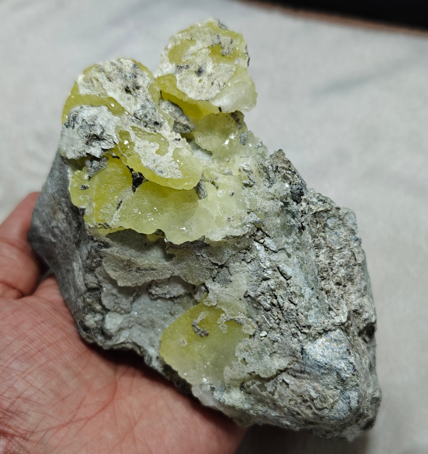 An amazing specimen of Natural yellow color Brucite on matrix 817 grams