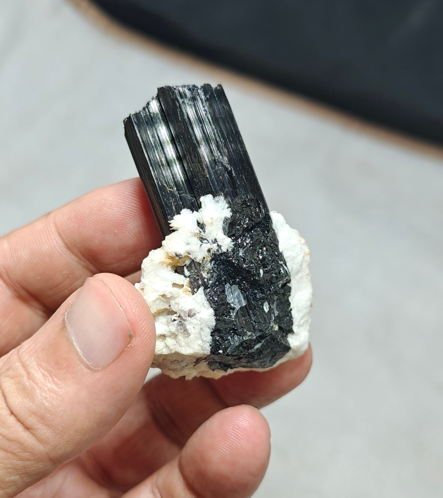 An Aesthetic Natural Tourmaline crystals with Albite attachment 74 grams