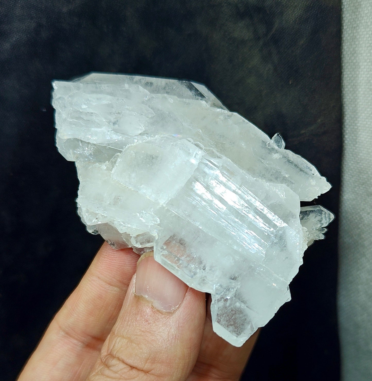 Single beautiful terminated Faden Quartz crystals cluster 114 grams