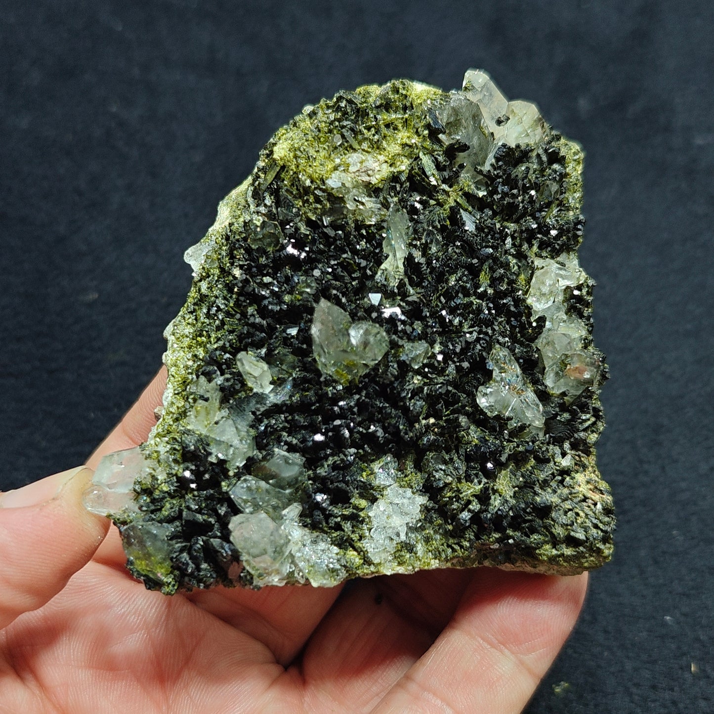 Natural double sided quartz and Epidote specimen 194 grams