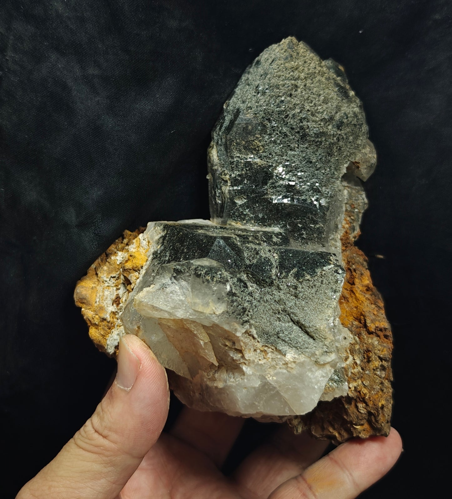 Natural etched Chlorite Quartz with siderite specimen 968 grams