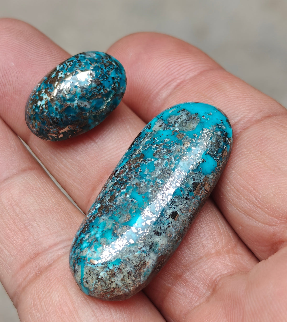 Natural stabilized turquoise cabochon collection 83 grams