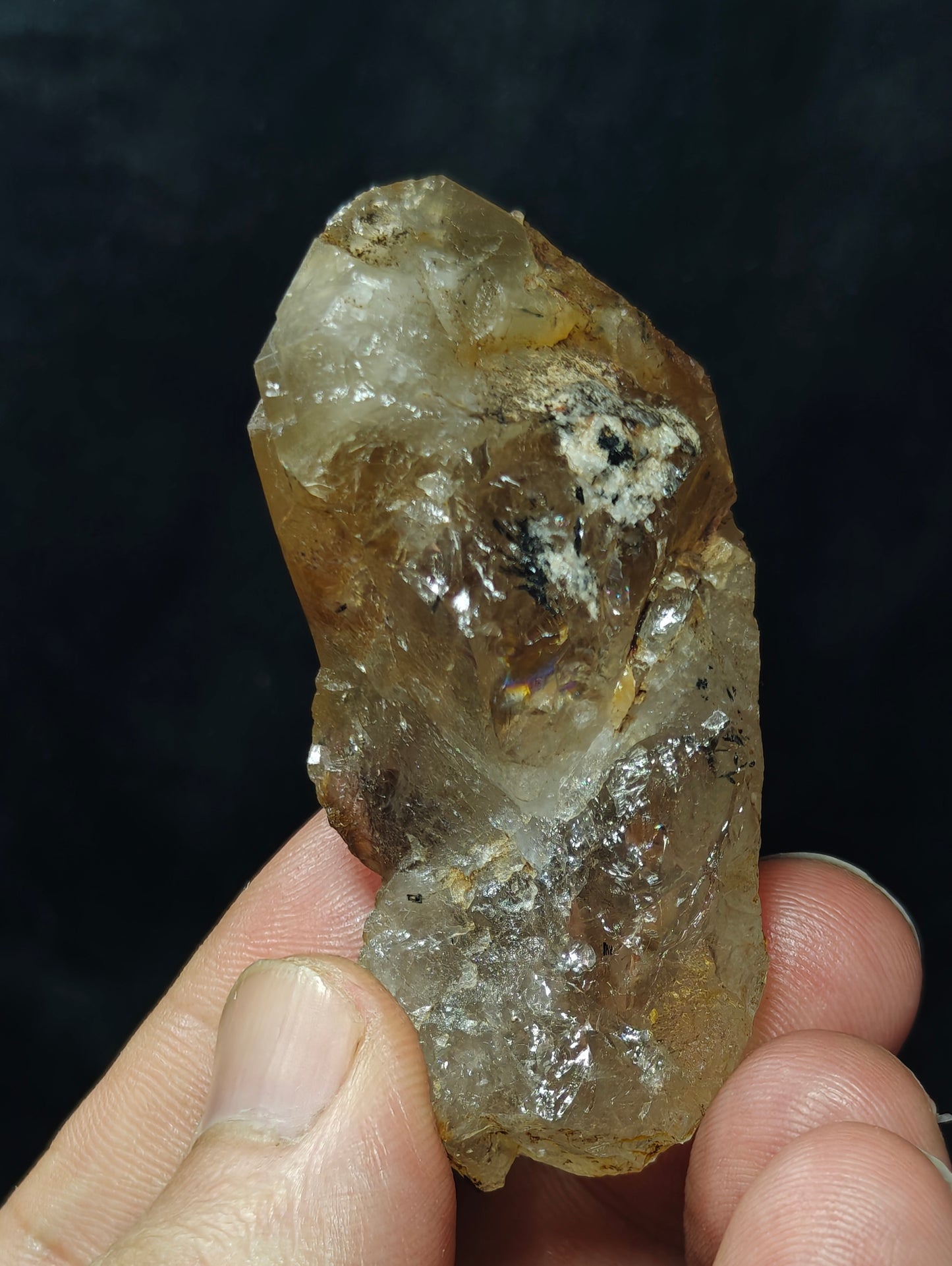 Astrophyllite included terminated Quartz Crystal 58 grams