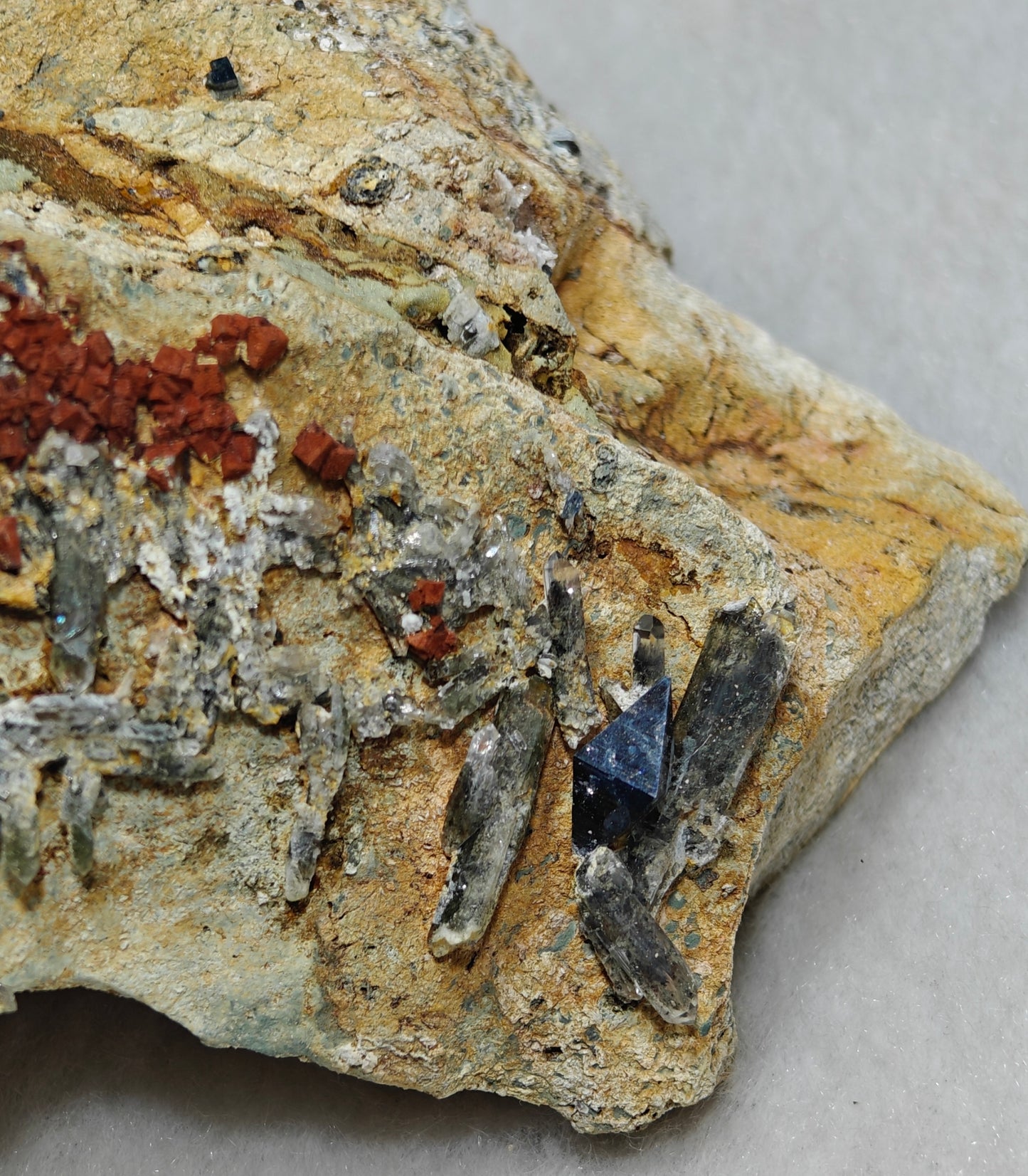 Anatase Crystals with chlorite quartz on matrix with possible pyrite cubes 128 grams