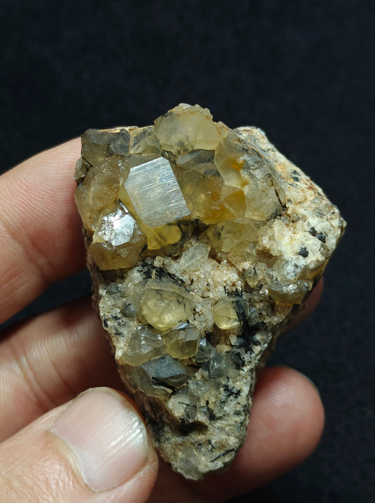 Astrophyllite included Quartz Crystals cluster with aegirine inclusions 66 grams