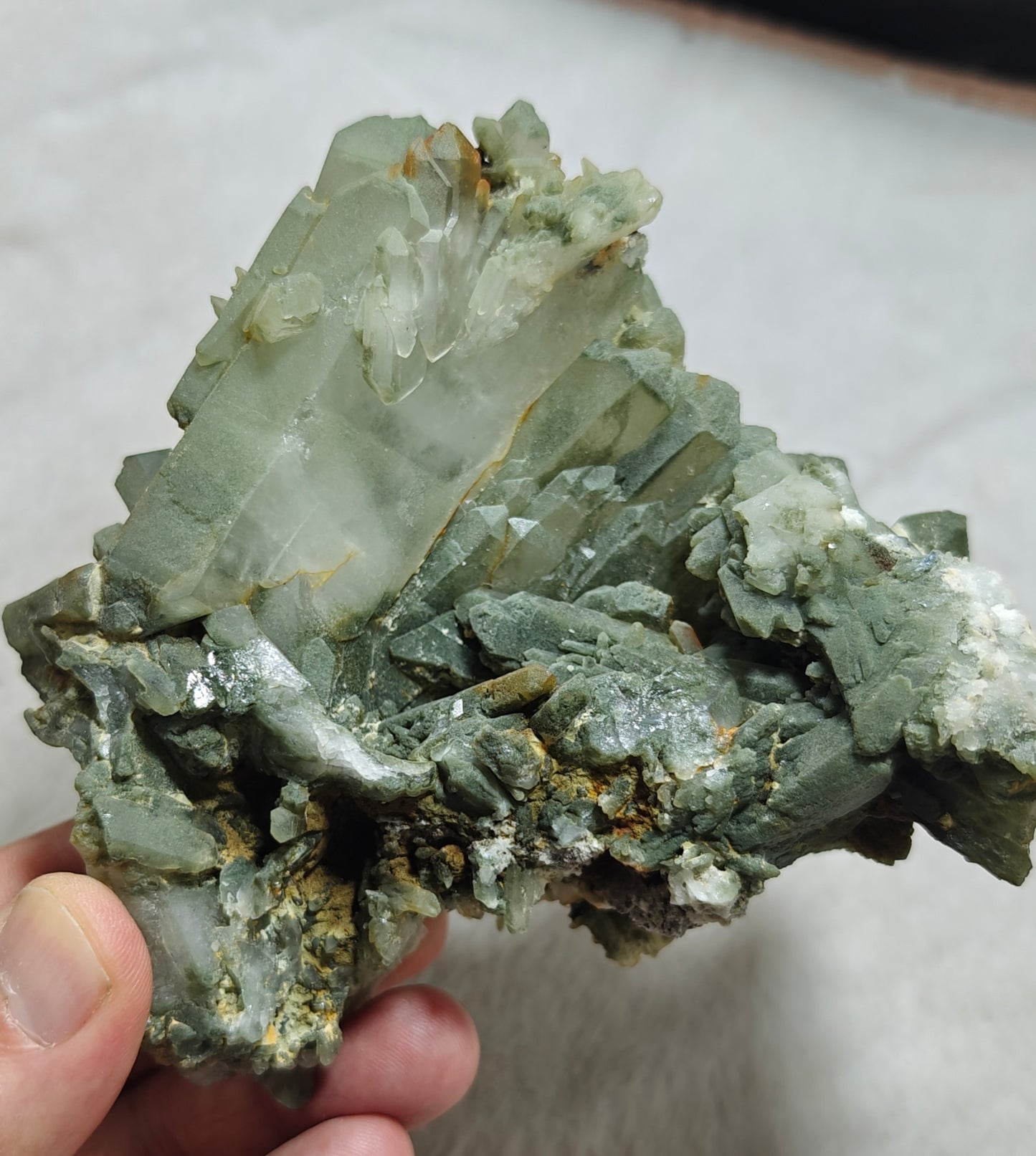 Chlorite Quartz crystals cluster 590 grams