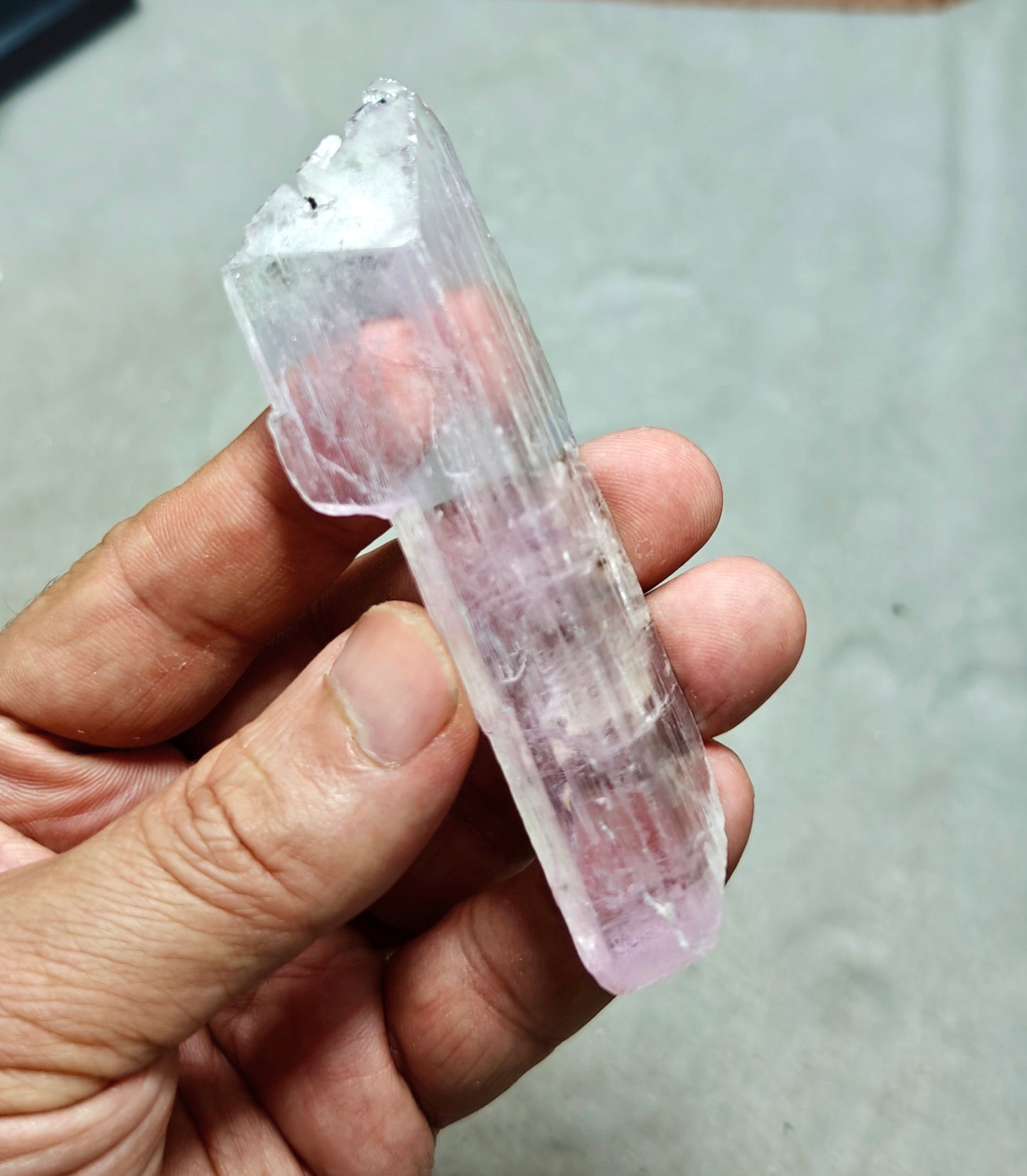 Spodumene variety kunzite crystal 63 grams