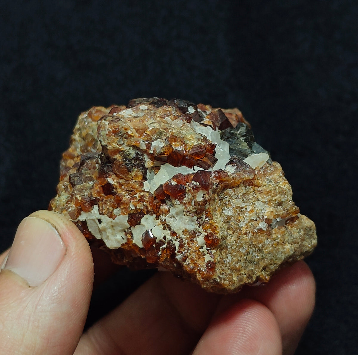 Double sided Hessonite Garnet clusters on matrix 164 grams