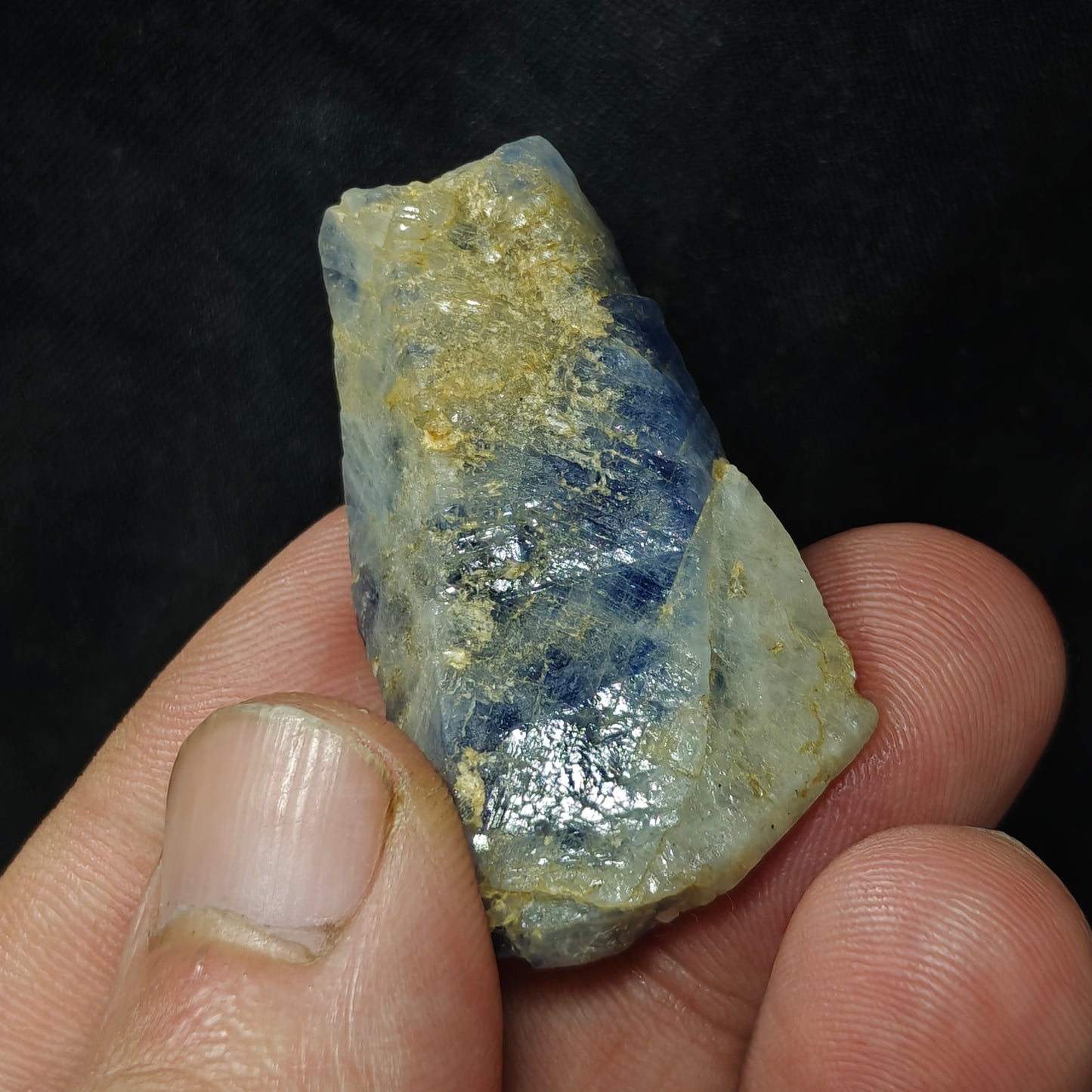 Natural Terminated blue sapphire crystal with some matrix 24 grams
