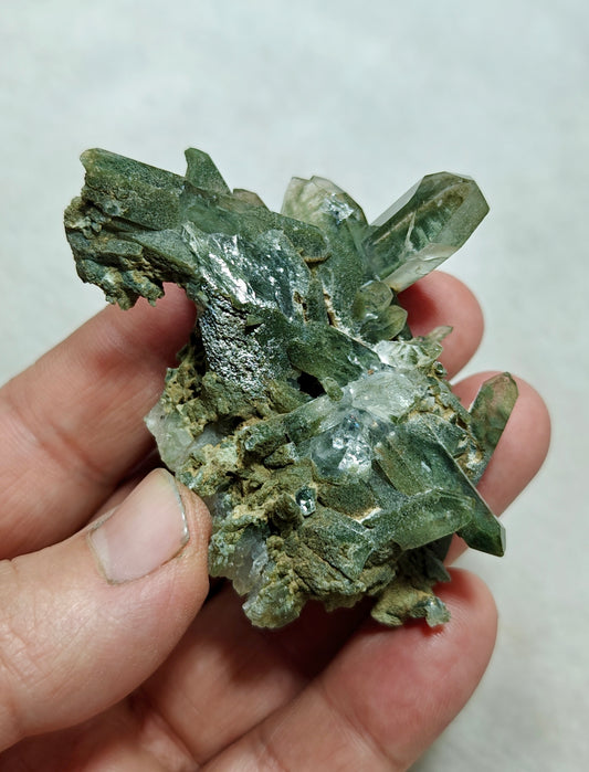 Natural beautifully terminated Chlorite Quartz crystals cluster 52 grams