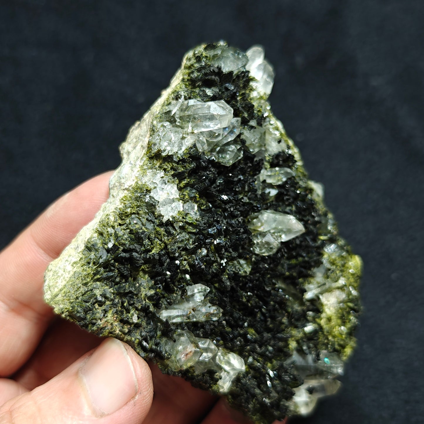 Natural double sided quartz and Epidote specimen 194 grams