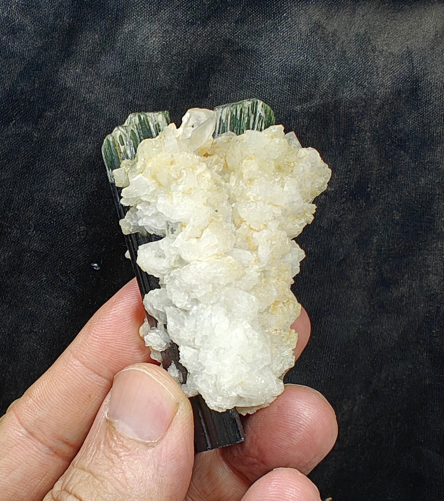 Perfectly terminated specimen of green cap Tourmalines crystals with associated albite 94 grams