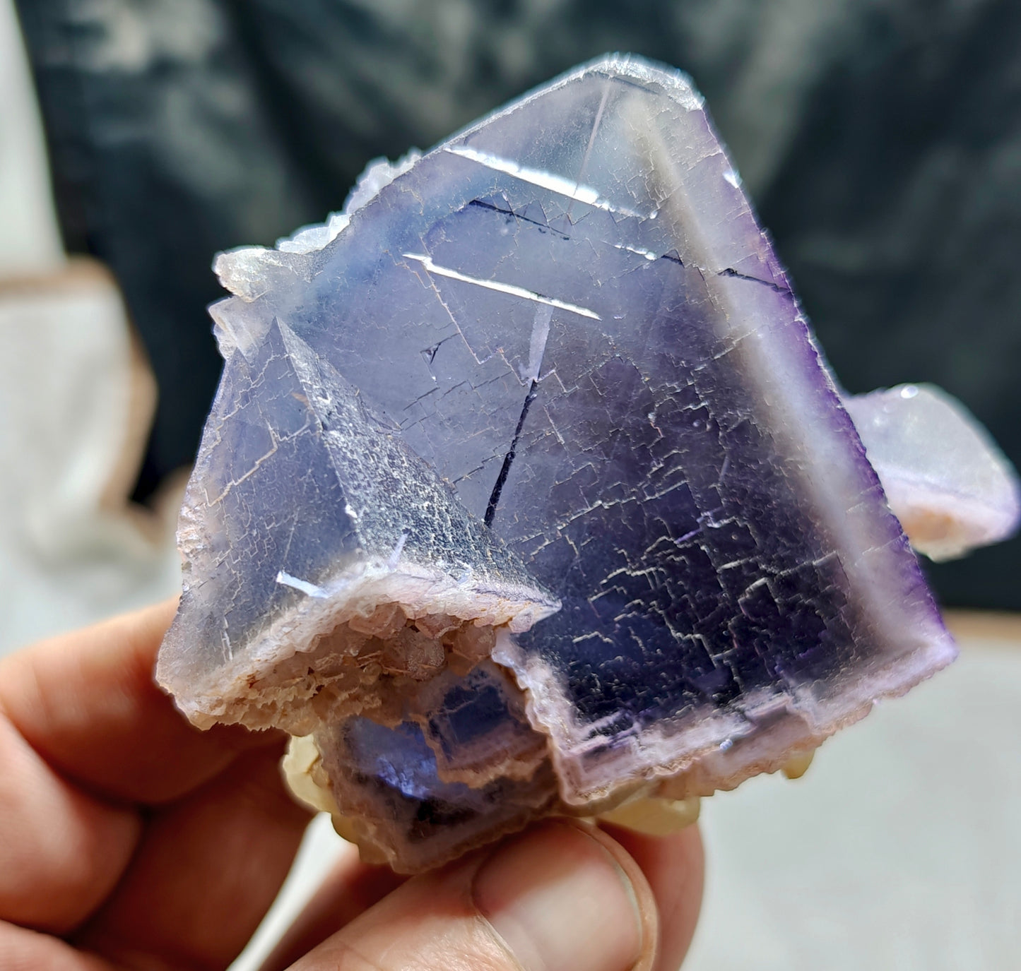 Purple Fluorite with Calcite 270 grams