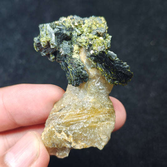 Natural epidote cluster on matrix of calcite 36 grams