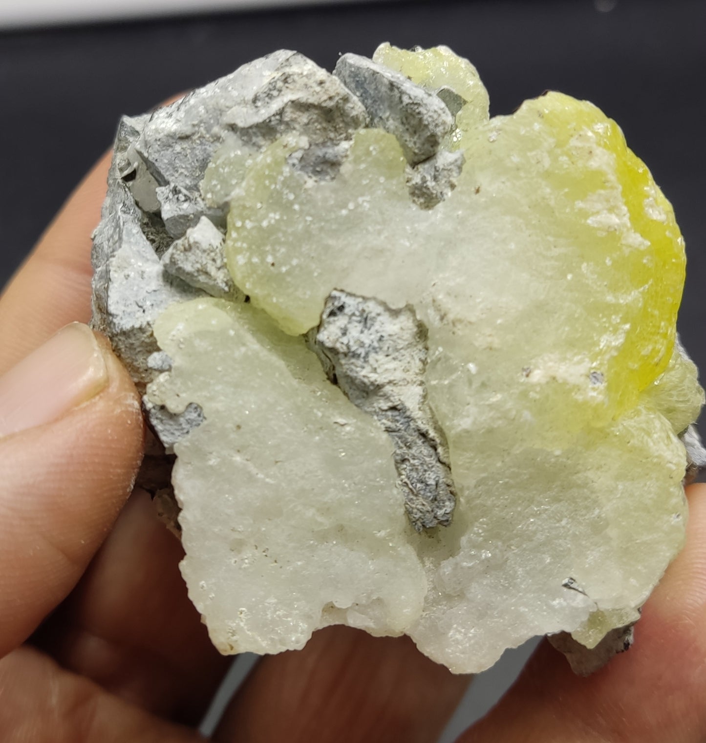 Natural Yellow brucite on Matrix with Chromite 108 grams