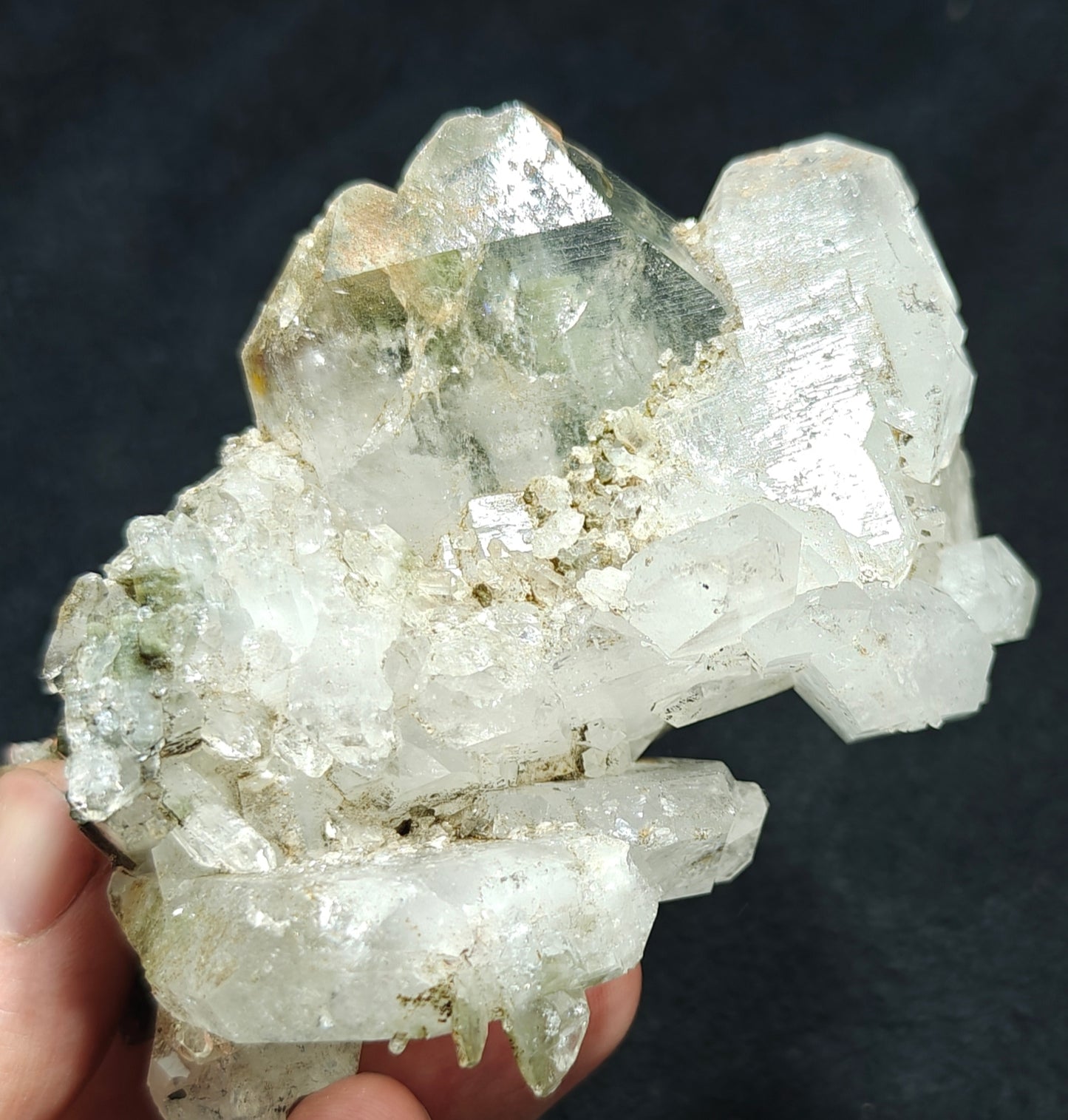 An Aesthetic Natural beautifully terminated Chlorite Quartz crystals cluster 318 grams