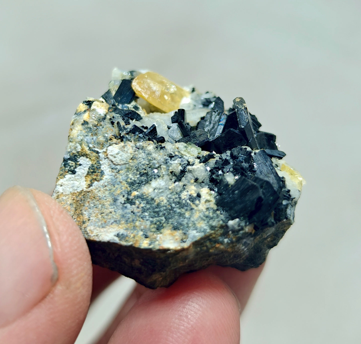 Titanite sphene with actinolite or possibly aegirine on matrix 23 grams