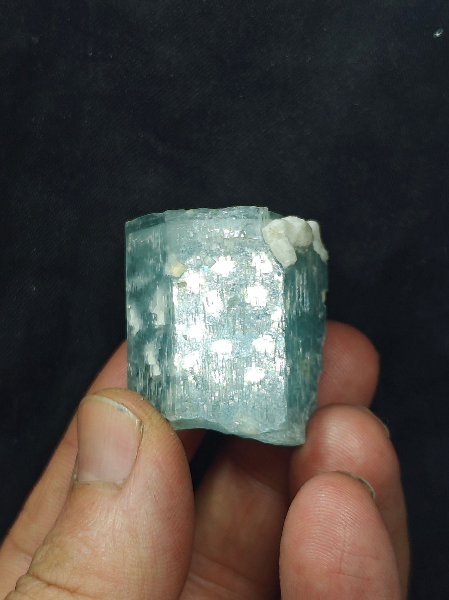 Afghanistan Aquamarine Crystal with tiny tantalite 49 grams