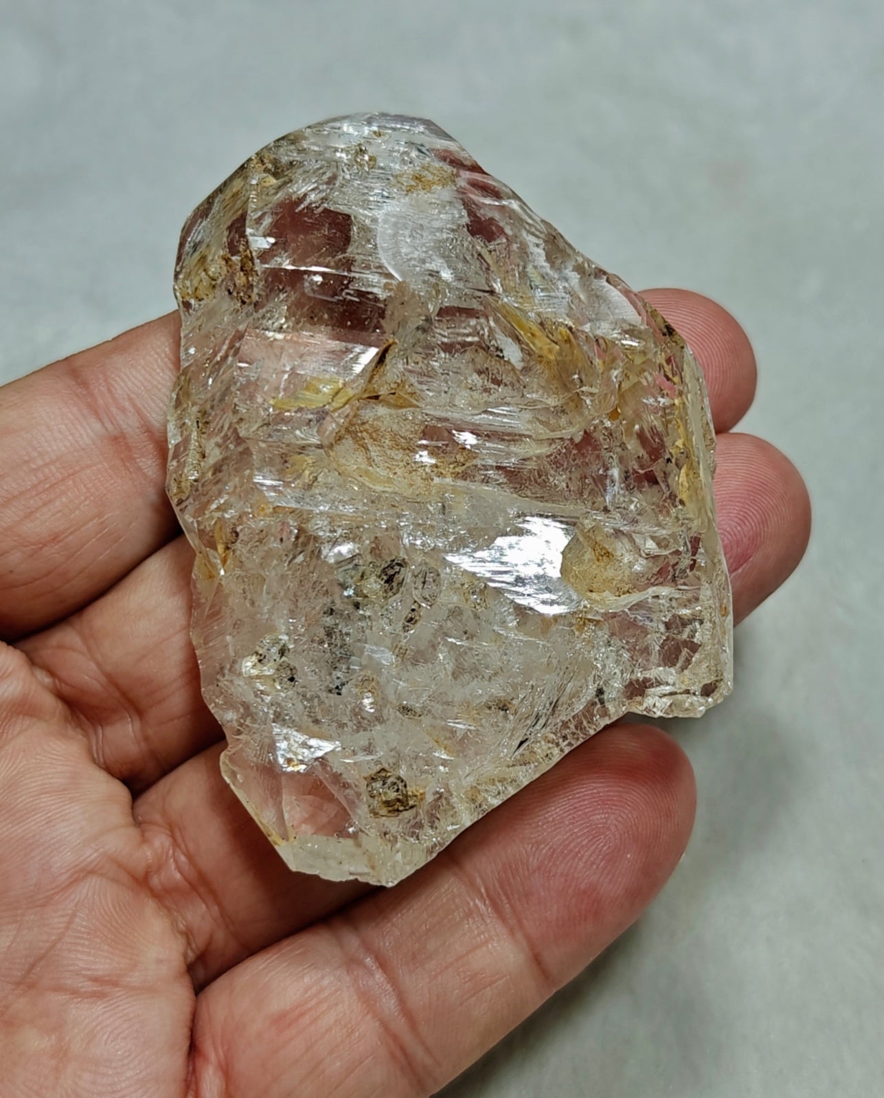 Beautiful double terminated Fenster Skeletal Quartz crystal with clay filling 94 grams