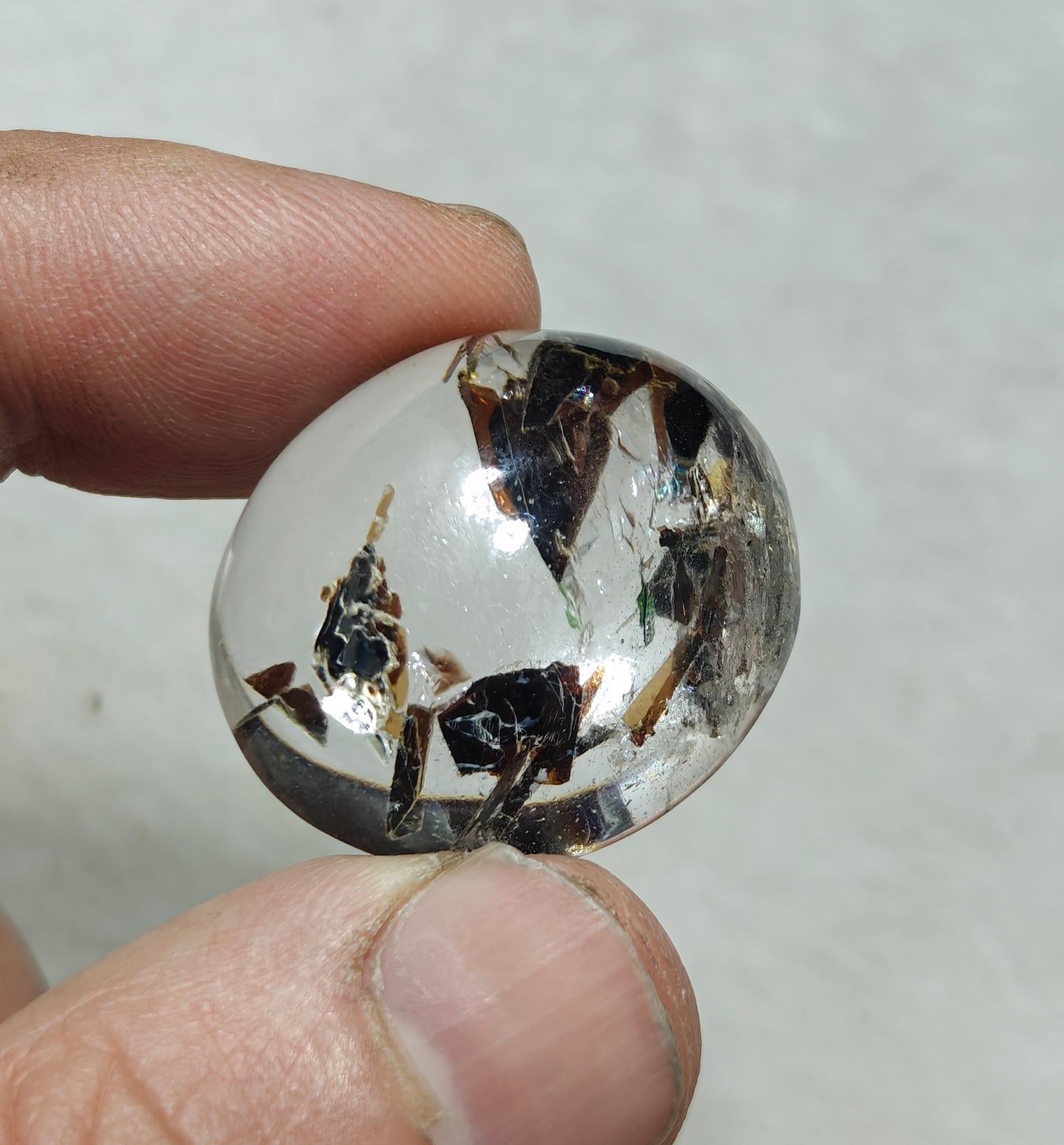 Mica included Quartz cabochon 79 carats