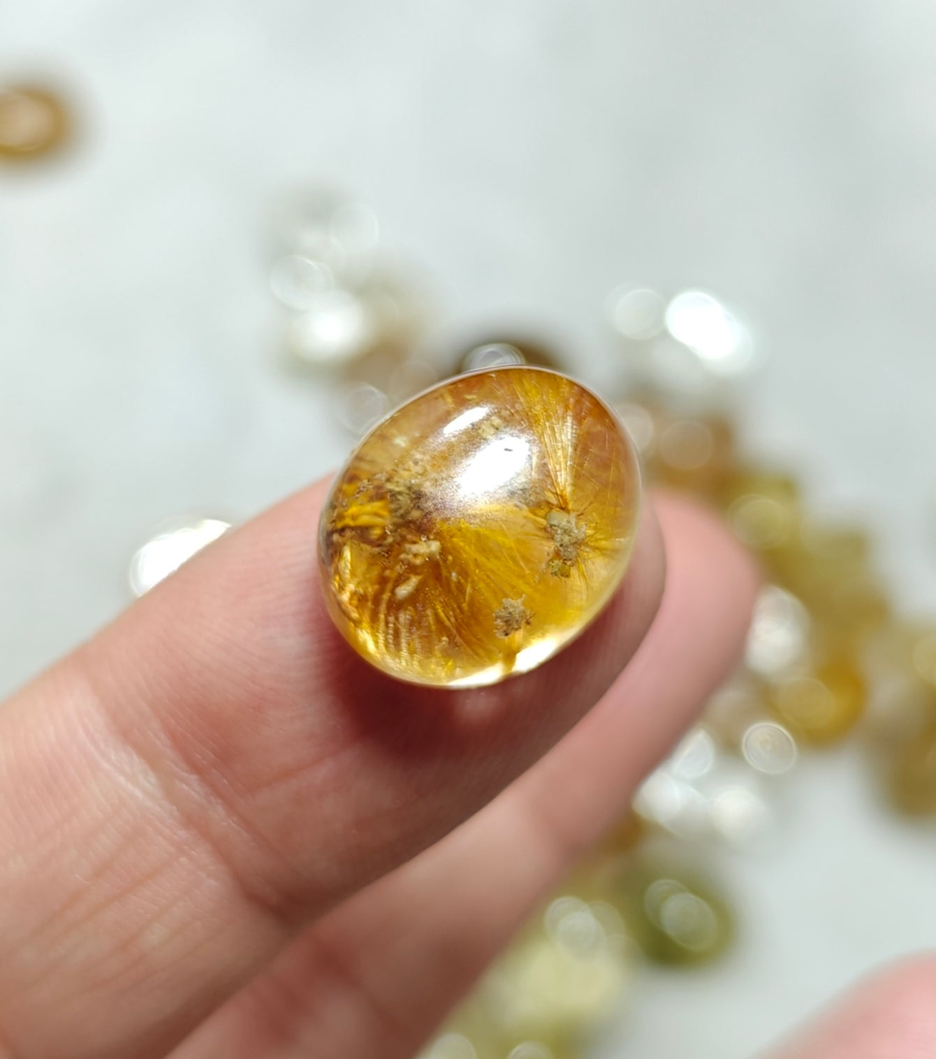 Rutilated Brazilian included polished quartz Cabochon 200 grams