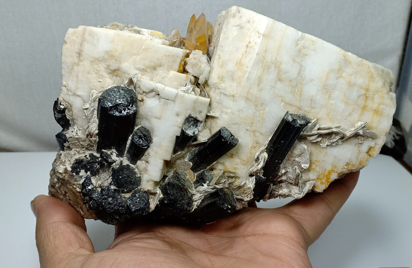 Beautiful Black Tourmaline Specimen with Albite and Quartz Crystals 1450 grams